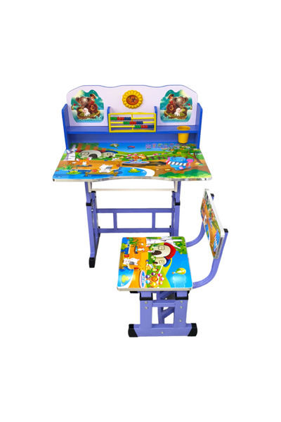 happyworld2026 Set Birou Cu Scăunel, Metalic + MDF, 69x45 cm, Reglabil pe Ină...