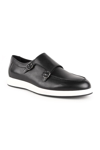 LBR Men's Casual Shoes Navy Blue Genuine Leather Double Buckle Monk Strap Lig...