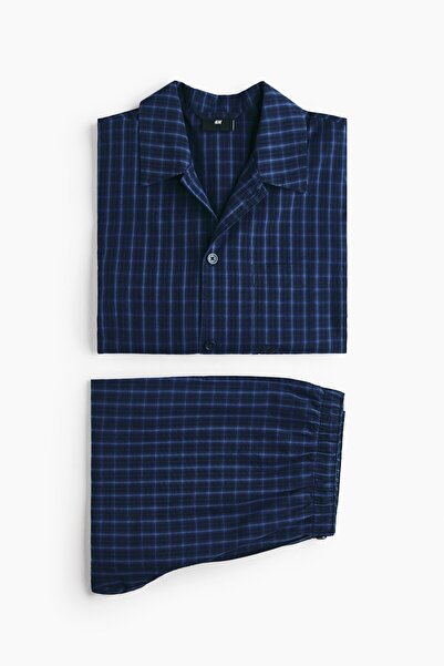 H&M Gömlek ve Altlı Poplin Pijama Takımı