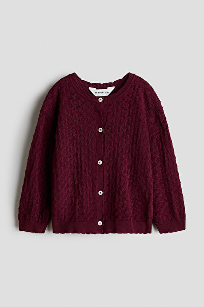 H&M Delik Desenli ve Pamuklu Triko Hırka
