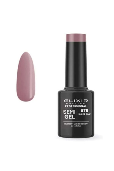 Elixir Επαγγελματικό Ημι-τζελ Ημι-μόνιμο Βερνίκι Νυχιών 578 Σούπερ Ροζ Μωβ Τρ...