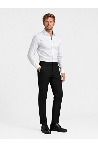 Etikmen White Square Button Slimfit Men's Shirt