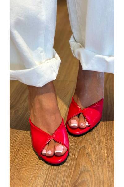 Naz Luxury Shoes LARİNA TOPUKLU TERLİK KIRMIZI