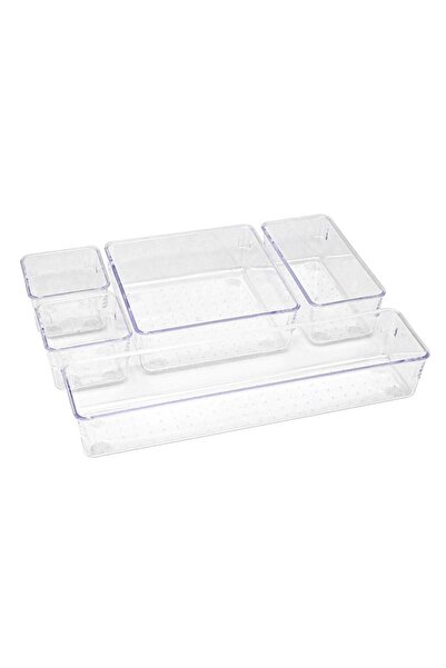 OEM Organizator transparent pentru sertar, 5 compartimente, 2 bucăți