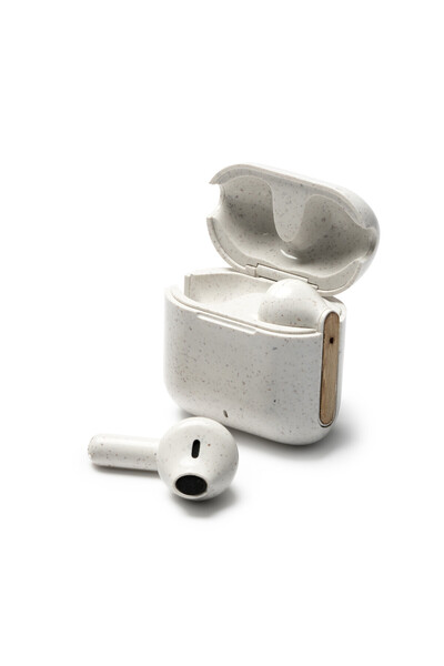 STAMINA Căști wireless Bluetooth KUASI, TWS, bambus și fibră de grâu, bej