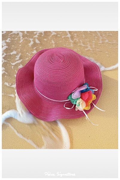 PIECE SIGNATURE Plain Luxury Straw Girl's Hat (Age 3-7)