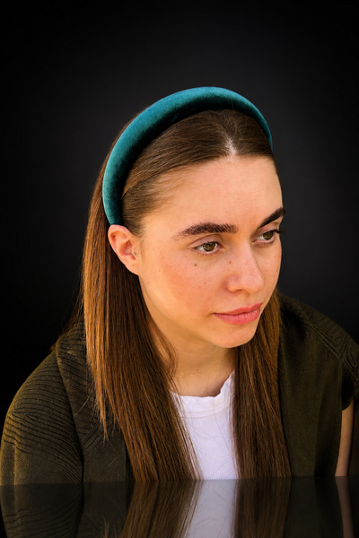 ByMerve Bym202-1 Women's Emerald Green Velvet Soft Padded Hair Crown Daily Use