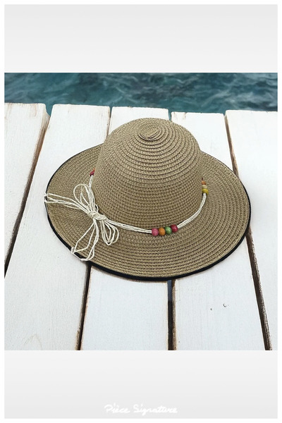 PIECE SIGNATURE Solid Color Luxury Straw Girl's Hat (Age 3-8)