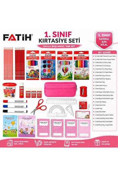 Fatih Kız Öğrenci İçin 1. SINIF KIRTASİYE SETİ – OKULA BAŞLANGIÇ TAM SET