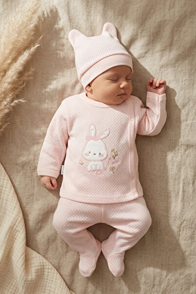 Generic Brand Baby Bodysuit and Jumpsuit Set of 3 with Salmon Perforated Knit...