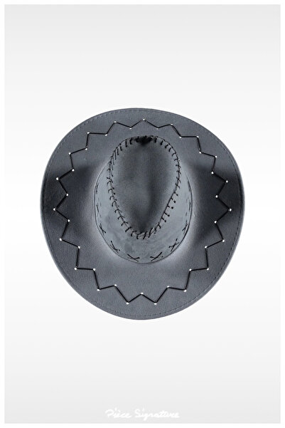 PIECE SIGNATURE Western Style Jazz Hat for Men and Women (Gray) (53-57 cm)
