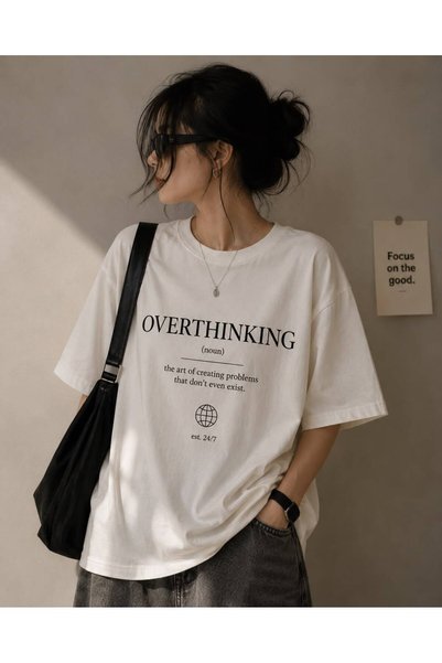 LELVANİ ΜΠΛΟΥΖΑΚΙ UNISEX ΜΕ ΣΤΑΜΠΑ  "OVERTHINKING " ΚΑΙ ΣΤΑΜΠΑ  "YAZI " ΜΕ ΛΟ...
