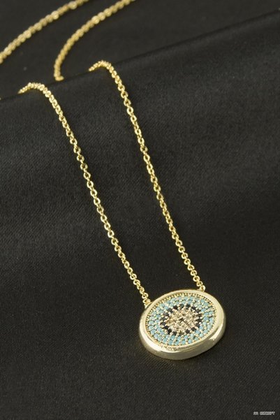 ZERO LAND Concepta Round Evil Eye Zircon Stone (03325) Necklace Yellow