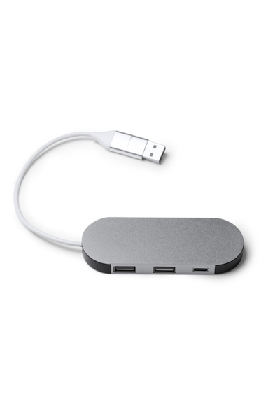 STAMINA Hub USB DORIAN, 3 porturi USB-A/USB-C, argintiu