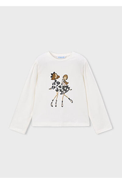 MAYORAL Cream Girls' Long Sleeve T-Shirt 4033