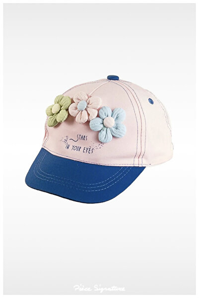PIECE SIGNATURE 100% Cotton Flower Detail Girl's Hat (Age 1-3) (Size 48-50 cm)