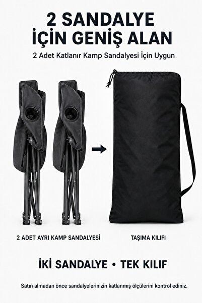 Düvenci 2 Kamp Sandalyesi Taşıma Kılıfı, Antrasit 100 × 42 cm