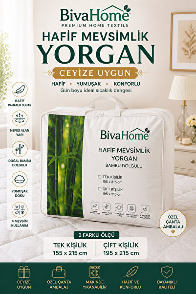 BİVA BivaHome Çeyizlik Çift Kişilik Hafif Mevsimlik Yorgan – Bambu Dolgulu Yu...