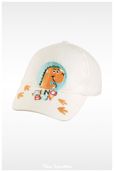 PIECE SIGNATURE 100% Cotton Dinosaur Embroidered Hat for Babies (0-18 Months)...