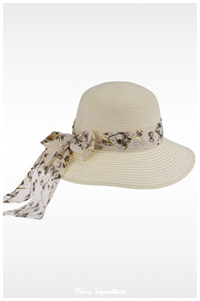 PIECE SIGNATURE Short Brim Luxury Straw Hat for Women (57-58 cm) (Adjustable ...