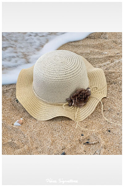 PIECE SIGNATURE Plain Luxury Straw Girl's Hat (Age 3-7)