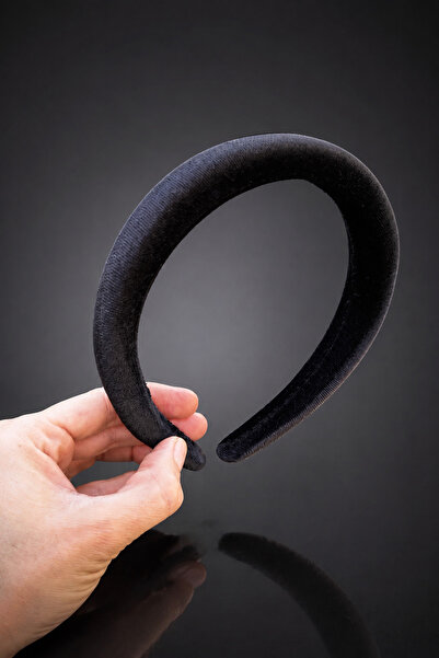 ByMerve Bym330-1 Women's Black Velvet Plain Soft Hair Crown Daily Hair Accessory