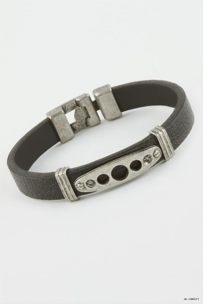 ZERO LAND CONCEPTA Oval Faux Leather (212753) Bracelet, Black