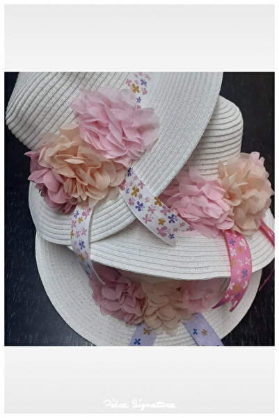 PIECE SIGNATURE White, Luxury Mercerized Children's Hat (With Roses)