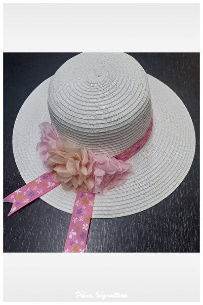 PIECE SIGNATURE White, Luxury Mercerized Children's Hat (With Roses)