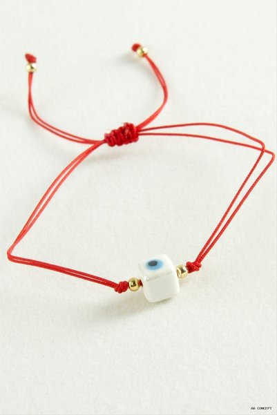 ZERO LAND CONCEPTA Glass Bead Macramé Cord (162718) Bracelet, Red
