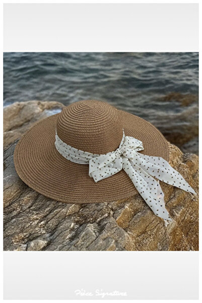 PIECE SIGNATURE Luxury Straw Wide Brim Solid Color Beach Hat for Women