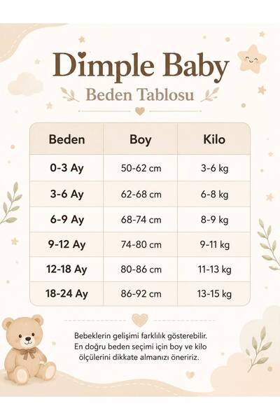Organic Product DimpleBaby Kız Bebek Baskılı Sweatshirt Eşofman Altı 2’li Takım 0-24 Ay