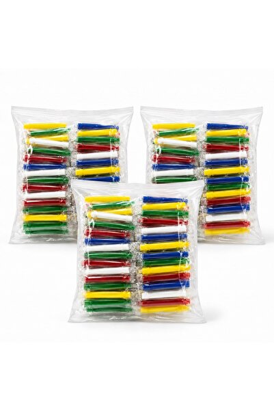 Uzun Renkli Plastik Sipsi- 120 adet