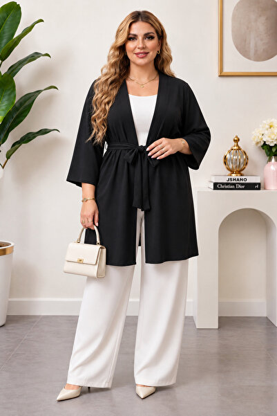 CNG MODA Plus Size Ayrobin Belted Short Kimono