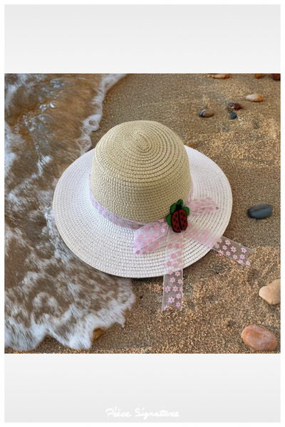 PIECE SIGNATURE Plain Luxury Straw Girl's Hat (Age 3-7)