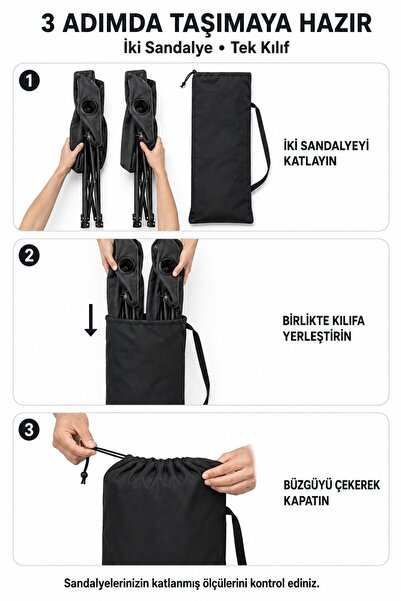 Düvenci 2 Kamp Sandalyesi Taşıma Kılıfı, Antrasit 100 × 42 cm