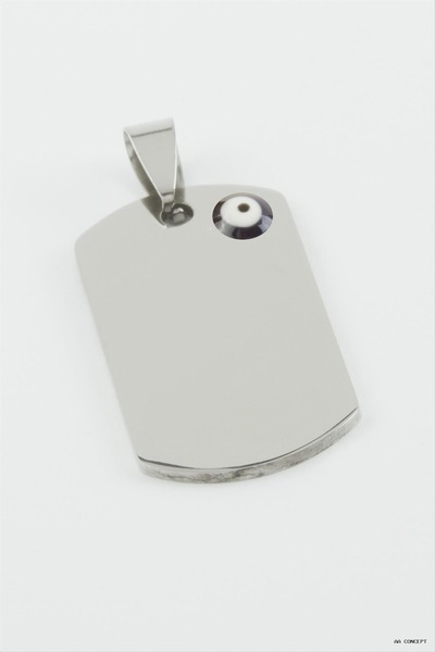 ZERO LAND Aconcept Engravable Name Steel Pendant 1.5X2.5 cm (194355) Silver C...