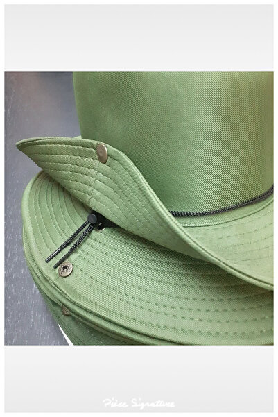 PIECE SIGNATURE Hiking and Hunting Sun Hat with Snap Button (Unisex) (Green)