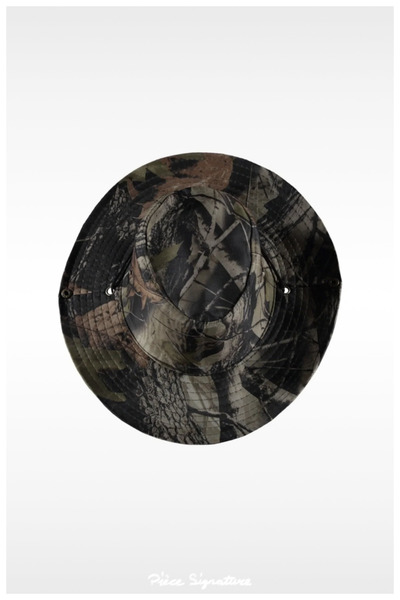 PIECE SIGNATURE Summer Boonie Bucket Hat (Unisex) (Tree Bark Pattern) (Black)...