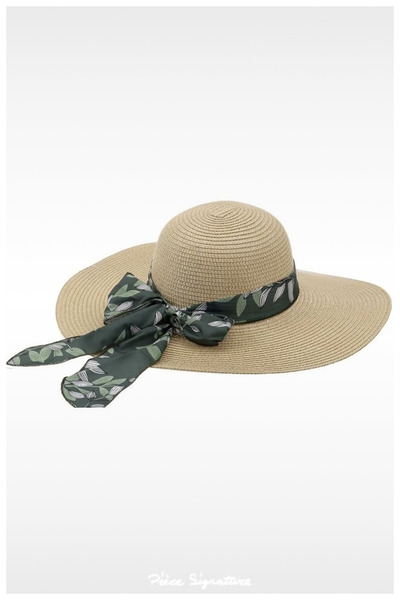 PIECE SIGNATURE Wide Brim Luxury Straw Hat for Women (57-58 cm) (Contraction ...