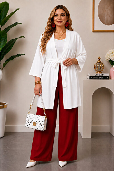 CNG MODA Plus Size Ayrobin Belted Short Kimono