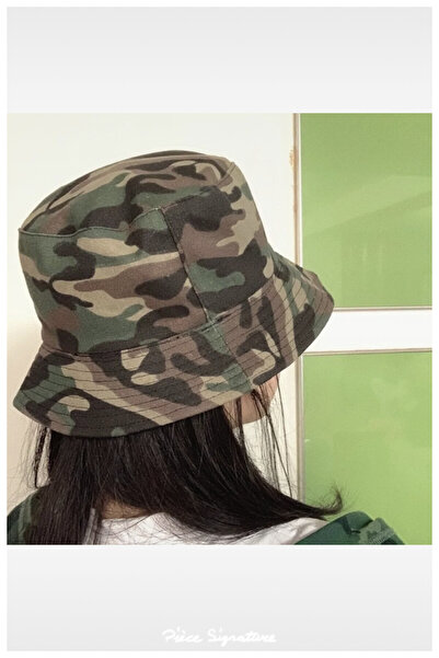 PIECE SIGNATURE Pălărie de pescar cu model de camuflaj de calitate pliabilă, ...