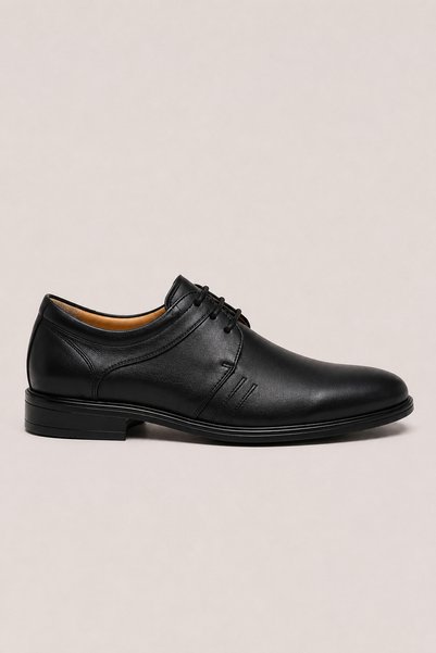 Jagulep Men's Orthopedic Genuine Leather Shoes Black