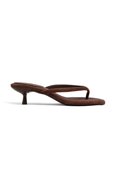 PELLEVA Women's Comfortable Sole New Season Faux Leather Short Heeled Flip Flops
