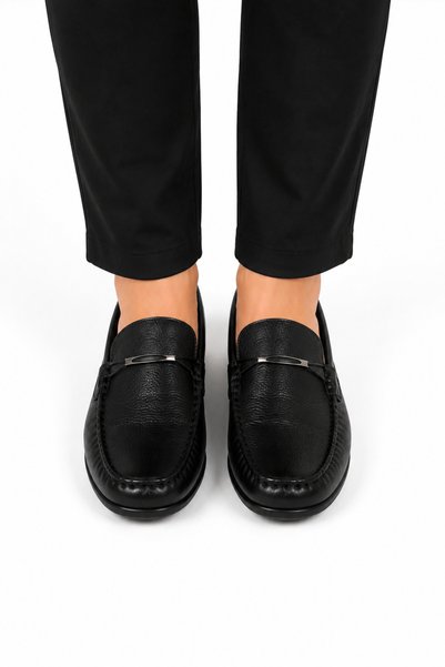 Jagulep Men's Genuine Leather Shoes Black
