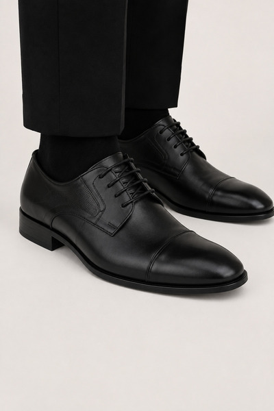 Jagulep Men's Neolit ​​Sole Fancy Genuine Leather Shoes Black