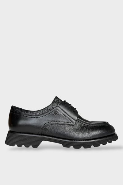 Jagulep Men's Eva Thick Sole Genuine Leather Shoes Black
