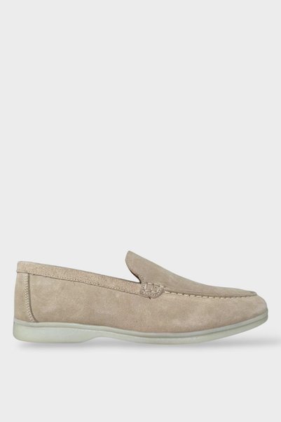 Jagulep Men's Nubuck Genuine Leather Shoes Beige