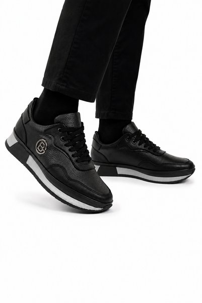 Jagulep Men's Thermo Sole Genuine Leather Shoes Black