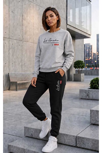CLOTHES33 Zero Collar Sweat Suit 2-Piece Combination Winter Embroidered Handw...